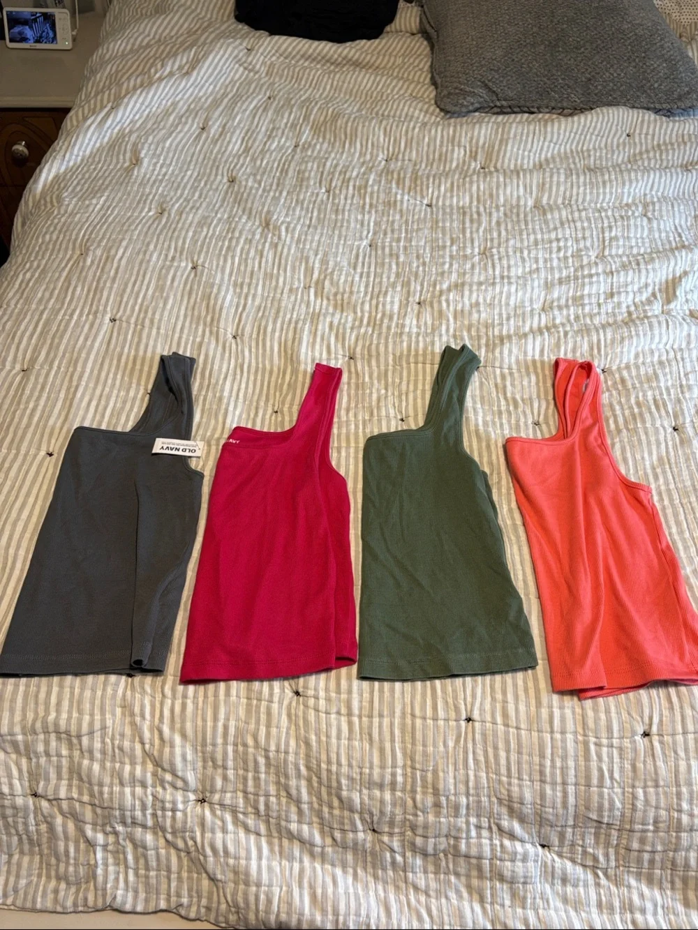 Old Navy Girls' Ribbed Tank Tops - Gray, Pink, Green, Coral Set